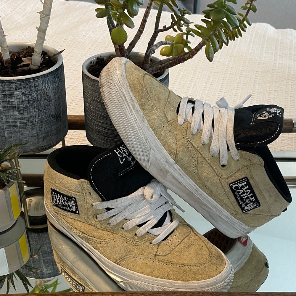 Vans Beige and Black Half Cab Suede Men's Sneakers